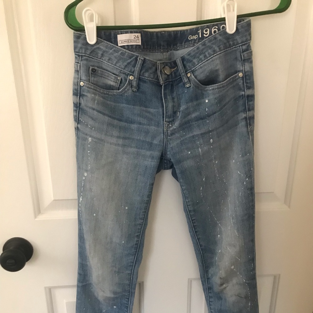 Gap splatter paint skinny jeans